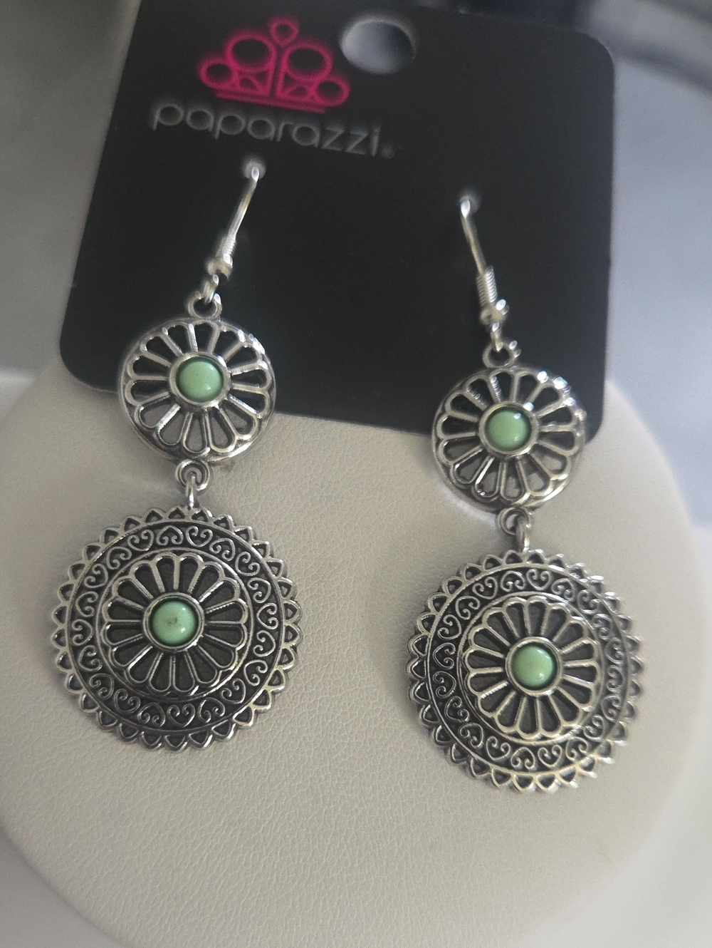 Paparazzi Keep It Wheel Green Earrings NWT